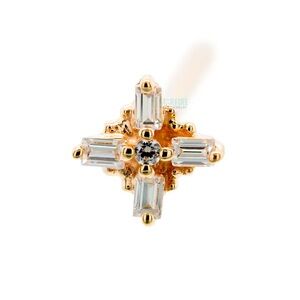 NWT BVLA Mini Gaia Solid 14k Rose Gold White Diamonds